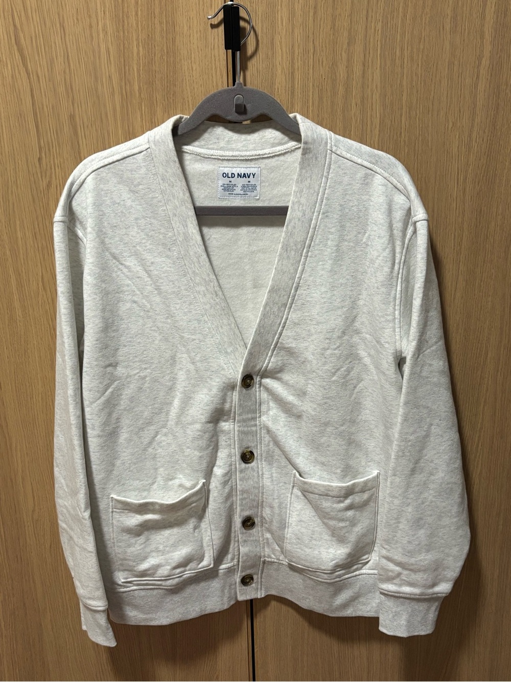 Men’s Old Navy Fleece Cardigan, Oatmeal, Size M - Like New !